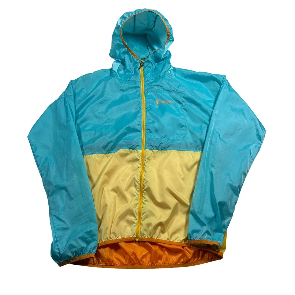 Cotopaxi Teca Windbreaker Women Large Blue Yellow Orange Colorblock Technical